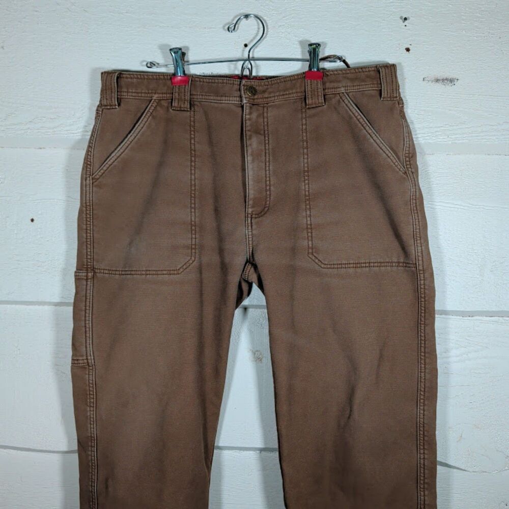 Coleman Men’s Bonded Fleece-Lined Utility Pants – Brown Canvas – Size 36x30